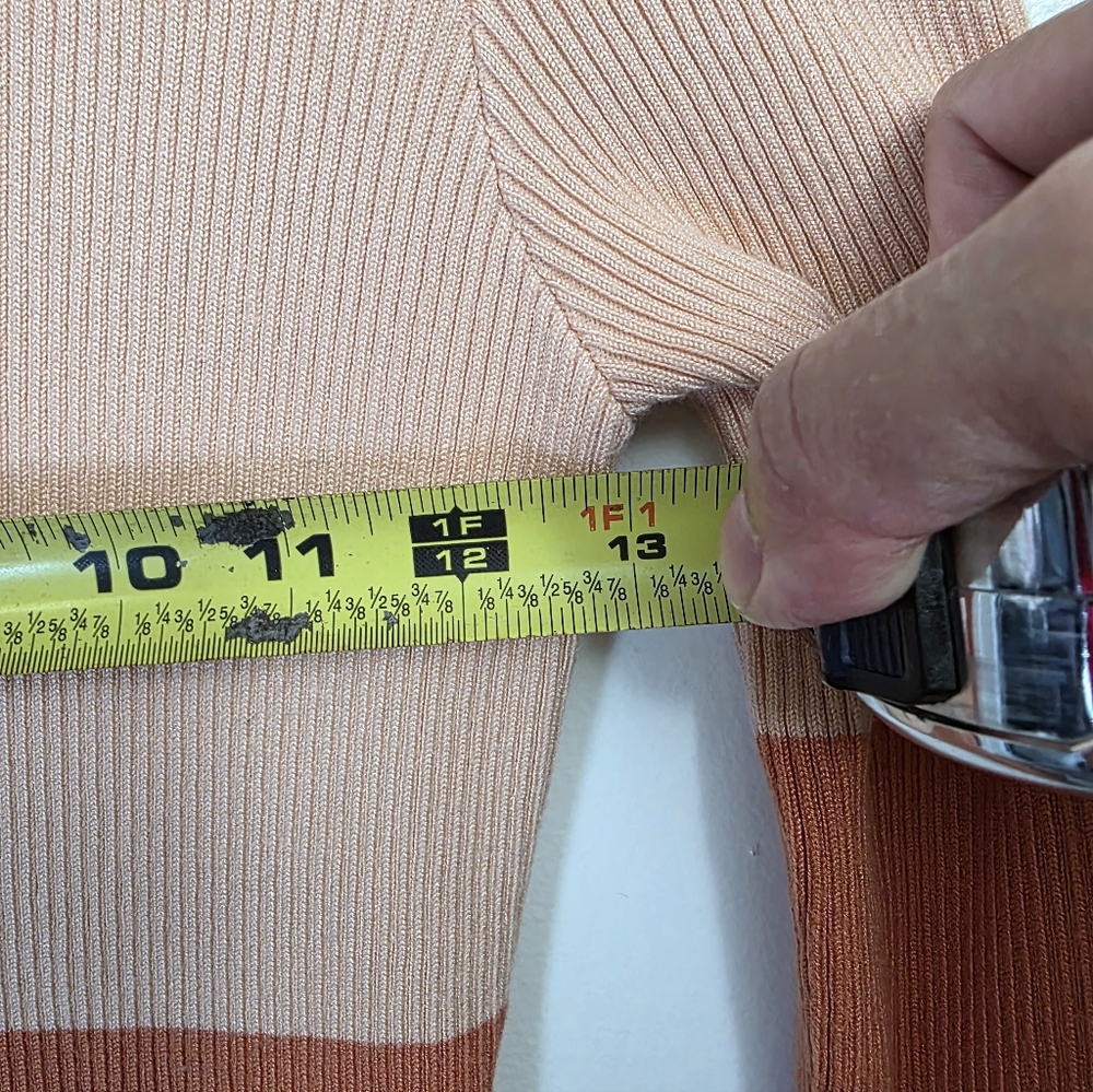 Rocorose Sweater Dress Midi Colorblock Stretch Bodycon Ribbed Knit Turtleneck M - Picture 12 of 15